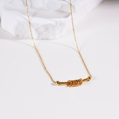Wholesaler Eclat Paris - Gold necklace with bar pendant