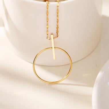 Wholesaler Eclat Paris - Golden circle and bar necklace