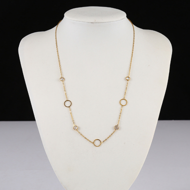 Wholesaler Eclat Paris - Golden Chain Necklace With Circle And Rhinestones