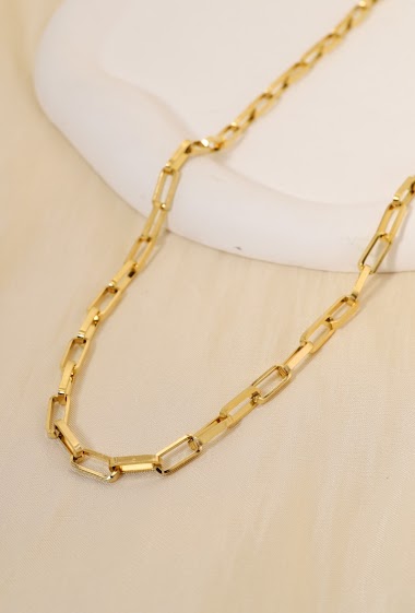 Wholesaler Eclat Paris - Golden rectangle link necklace