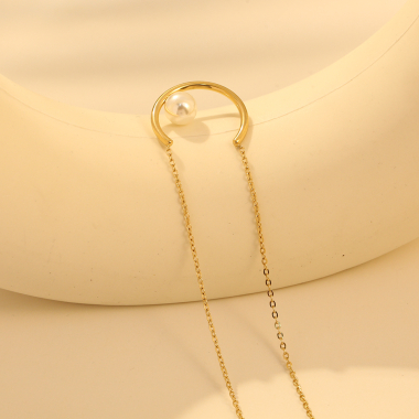 Großhändler Eclat Paris - Goldene U-förmige Halskette mit Perle