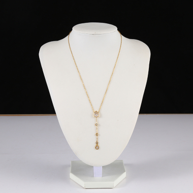 Wholesaler Eclat Paris - Gold Y necklace with rhinestones