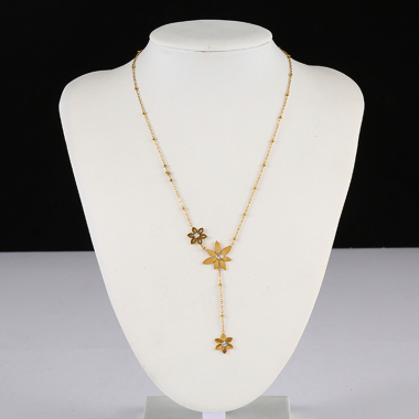 Wholesaler Eclat Paris - Golden flower Y necklace