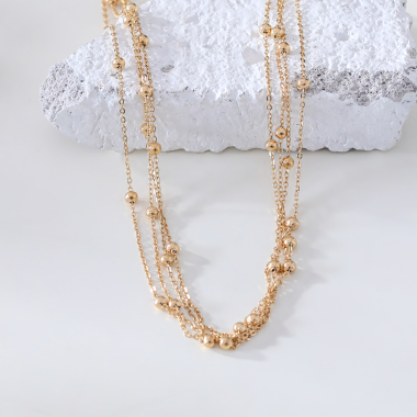 Wholesaler Eclat Paris - Gold multi ball chain necklace