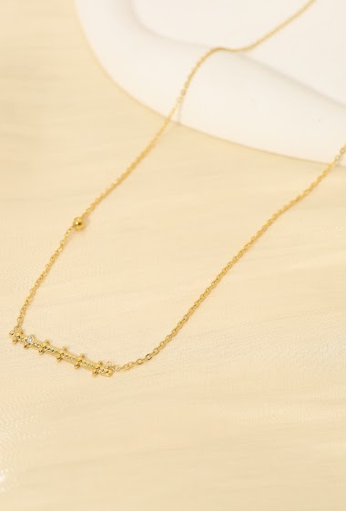 Wholesaler Eclat Paris - Gold rhinestone bar pendant necklace