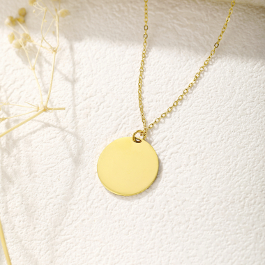 Wholesaler Eclat Paris - Gold round plate pendant necklace