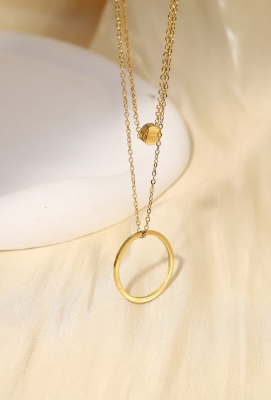 Großhändler Eclat Paris - Doppelte Halskette mit Ring und Rund