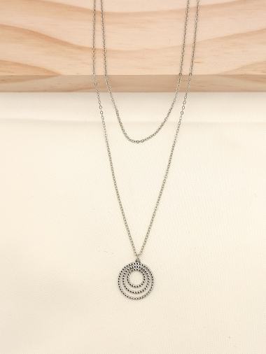 Wholesaler Eclat Paris - Double chain necklace with multi round pendant
