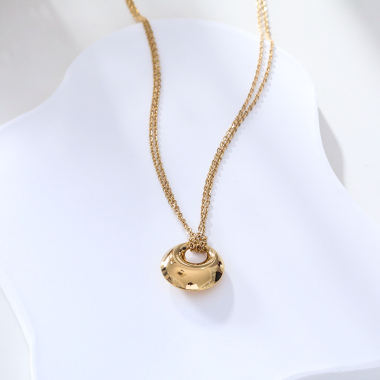 Grossiste Eclat Paris - Collier double chaîne dorée avec pendentif