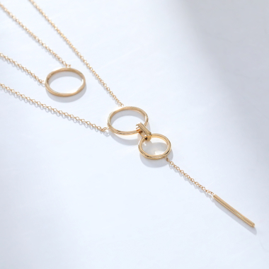 Wholesaler Eclat Paris - Double Y Chain Necklace with Circle