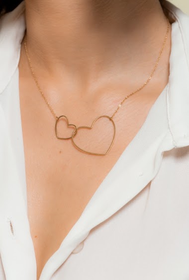 Wholesalers Eclat maybijou - Double heart necklace