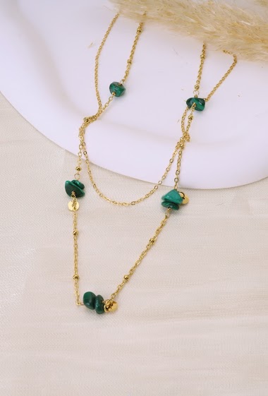 Wholesaler Eclat Paris - Double row necklace with 5 stones