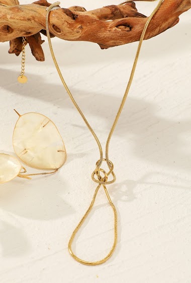 Großhändler Eclat Paris - Goldene Halskette mit Edelstahlschleife