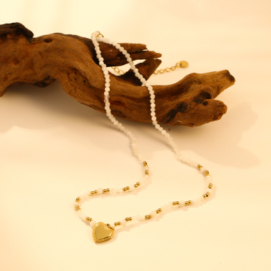 Wholesaler Eclat Paris - Moonstone choker necklace with moon pendant
