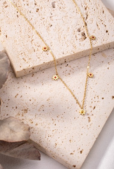 Großhändler Eclat Paris - Goldene Halskette mit Mini-Sonnenanhängern