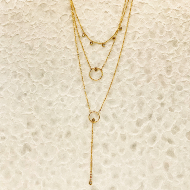 Wholesaler Eclat Paris - Original triple chain necklace with rhinestones