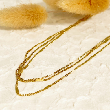 Wholesaler Eclat Paris - Triple simple gold chain necklace