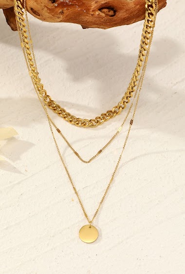 Wholesaler Eclat Paris - Triple chain stainless steel necklace