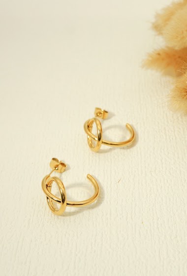 Wholesaler Eclat Paris - Golden hoops with a small circle in the middle