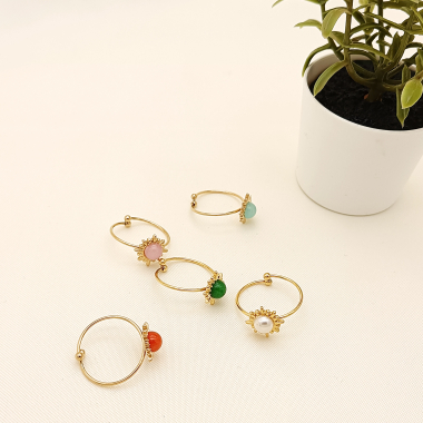 Wholesaler Eclat Paris - Set of 5 colorful rings with stones