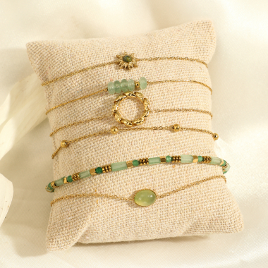 Wholesaler Eclat Paris - Set of 6 green gold bracelets