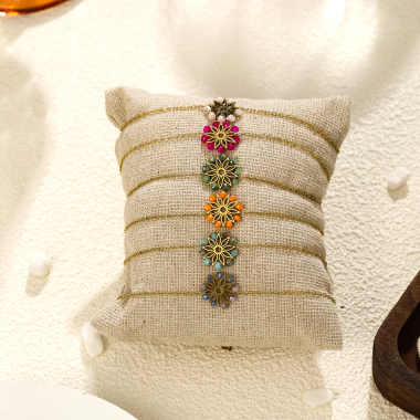 Grossiste Eclat Paris - Lot de 6 bracelets fleurs avec multi couleurs