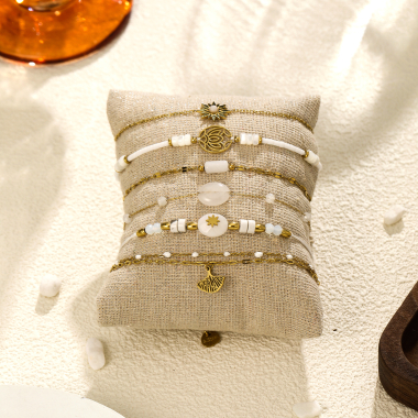 Großhändler Eclat Paris - Set mit 6 Armbändern aus weißem Stein