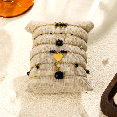 Grossiste Eclat Paris - Lot de 6 bracelets pierres noires