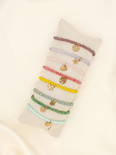 Grossiste Eclat Paris - Lot de 8 bracelets elastiques colorés avec pendentifs
