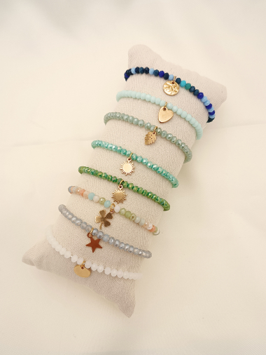 Wholesaler Eclat Paris - Set of 8 cold colored elastic bracelets with display