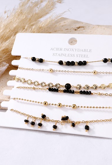 Wholesalers Eclat maybijou - Set of bracelets with black beads