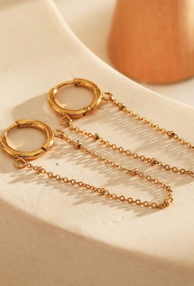 Wholesaler Eclat Paris - Mini hoop earrings with chains