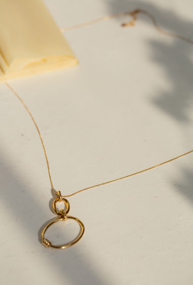 Wholesalers Eclat maybijou - Long necklace with double circle pendant