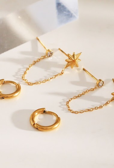 Wholesalers Eclat maybijou - Triple pair of 2-hole earrings