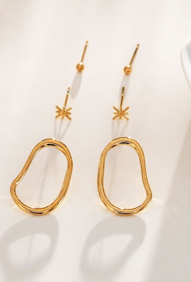 Wholesaler Eclat Paris - Triple pair of oval circle earrings