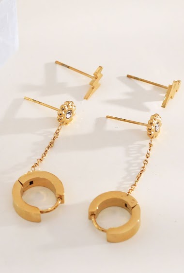 Wholesaler Eclat Paris - Triple pair of flower earrings