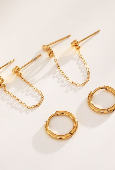 Wholesaler Eclat Paris - Triple pair of snake earrings
