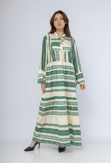 Großhändler M&D FASHION - Langes Kleid mit zweifarbigem Print
