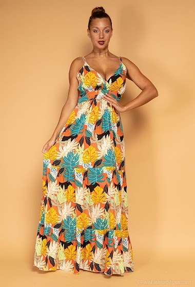 Wholesaler Mela Mode Paris - Sleevless long dress with floral patterns