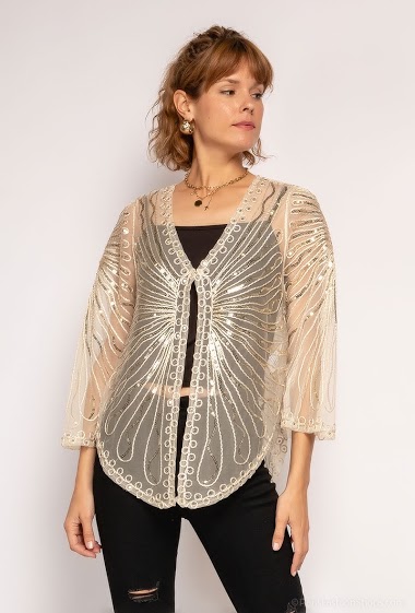 Wholesaler Melena Diffusion - Asymetrical cardigan with sequins
