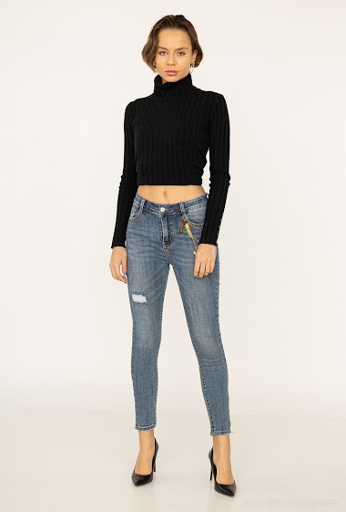 Großhändler Melena Diffusion - Jeans with leopard side stripes