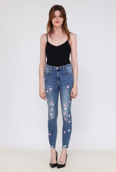 Großhändler Melena Diffusion - Slim-Jeans mit ungesäumten Kanten