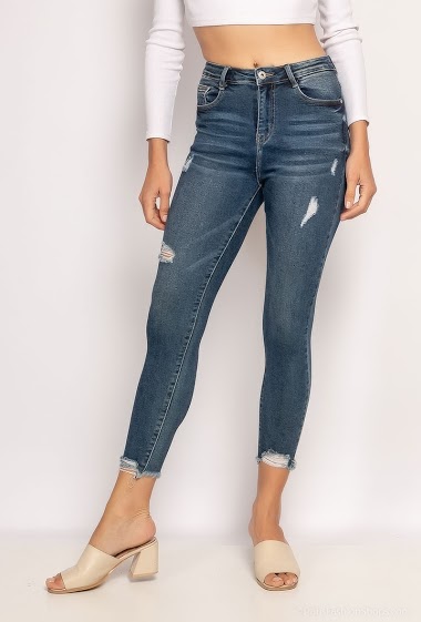 Wholesaler Melena Diffusion - Distressed skinny jeans with raw ankles