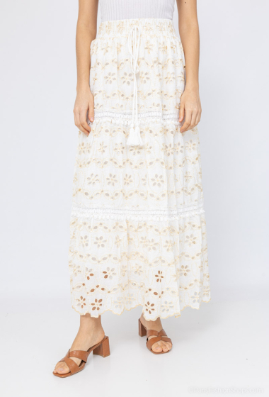 Wholesaler Melena Diffusion - Drawstring Perforated Embroidered Skirt