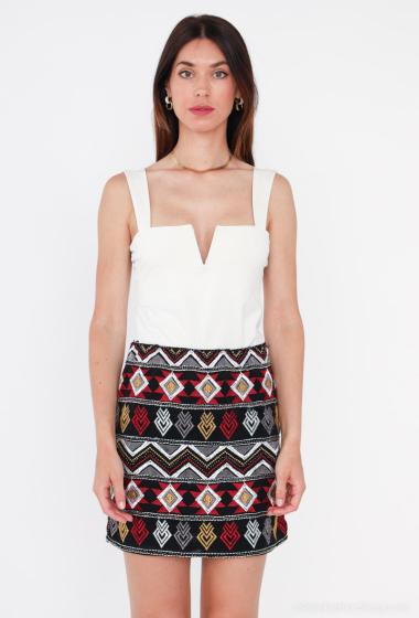 Wholesaler Melena Diffusion - Embroidered skirt with pearls