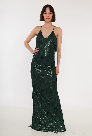 Wholesaler Melena Diffusion - Dress with sequins and fringes