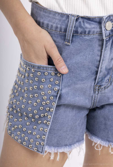 Mayorista Melena Diffusion - Short en jeans con tachuelas