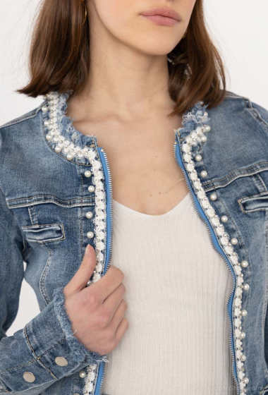 Wholesaler Melena Diffusion - Denim jacket with pearls