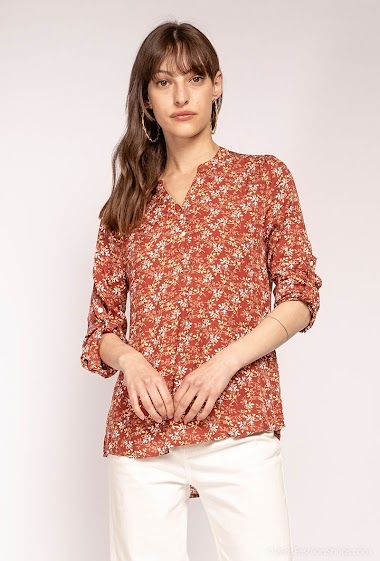 Wholesaler Melya Melody - Flower printed buttoned blouse
