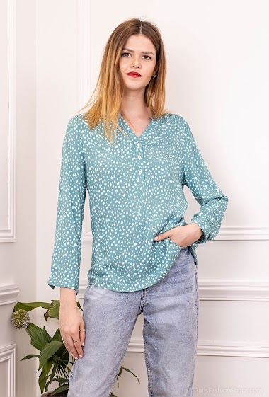 Wholesaler Melya Melody - Printed blouse with rolled-up sleeves